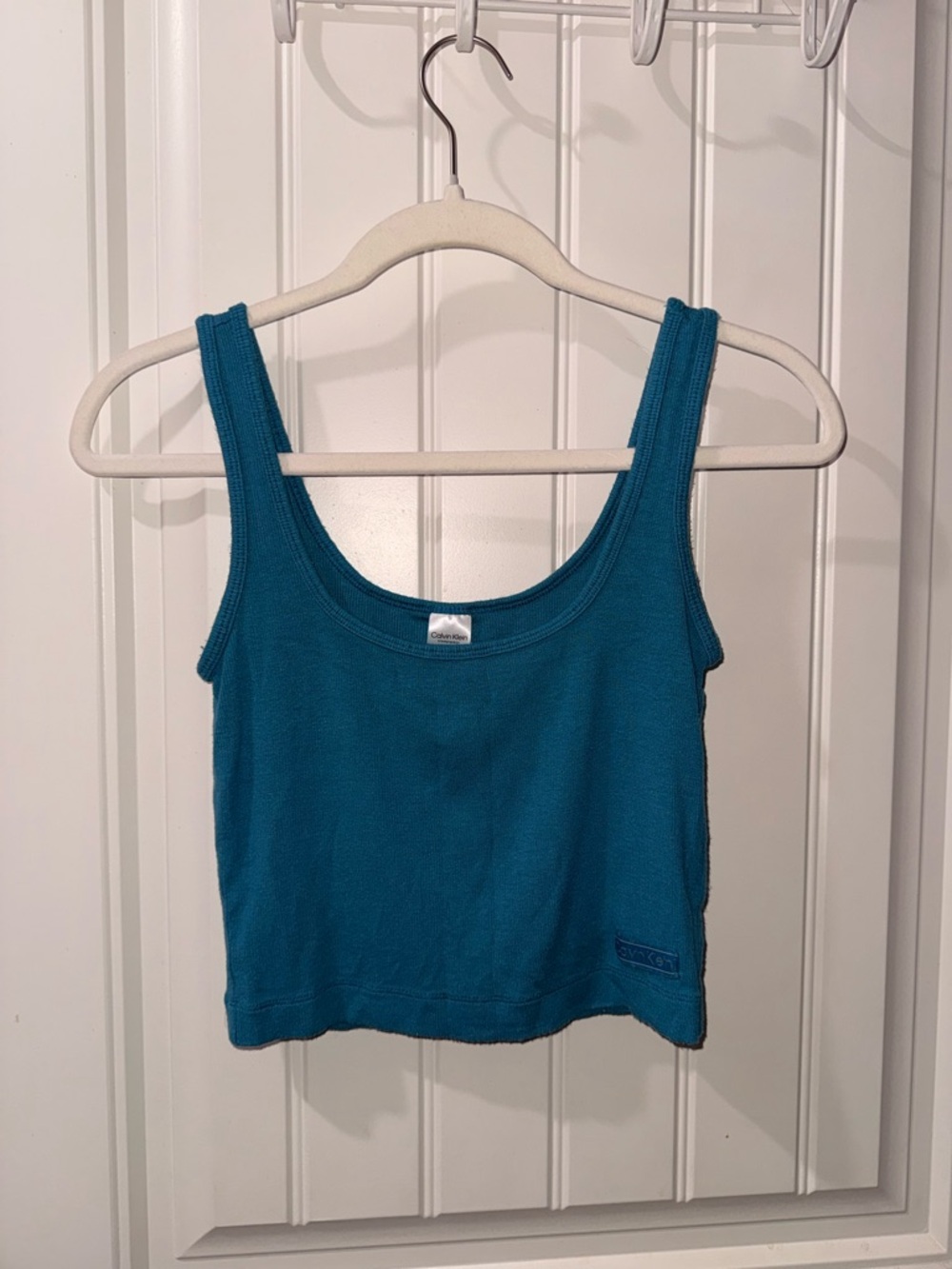 Calvin Klein Teal Ribbed Crop Tank